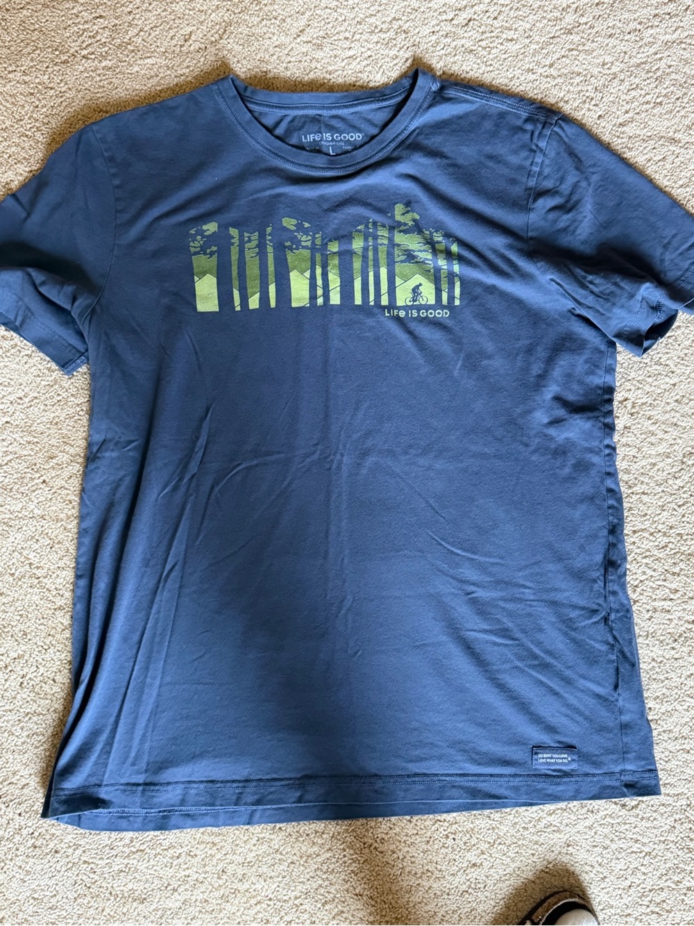 Life Is Good Navy Tee with Green Graphic Detail